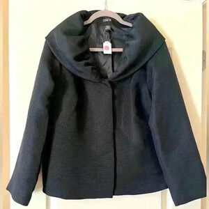 EUC Zoe D. Brand Dressy Jacket with Oversized Collar, Black, women’s Large